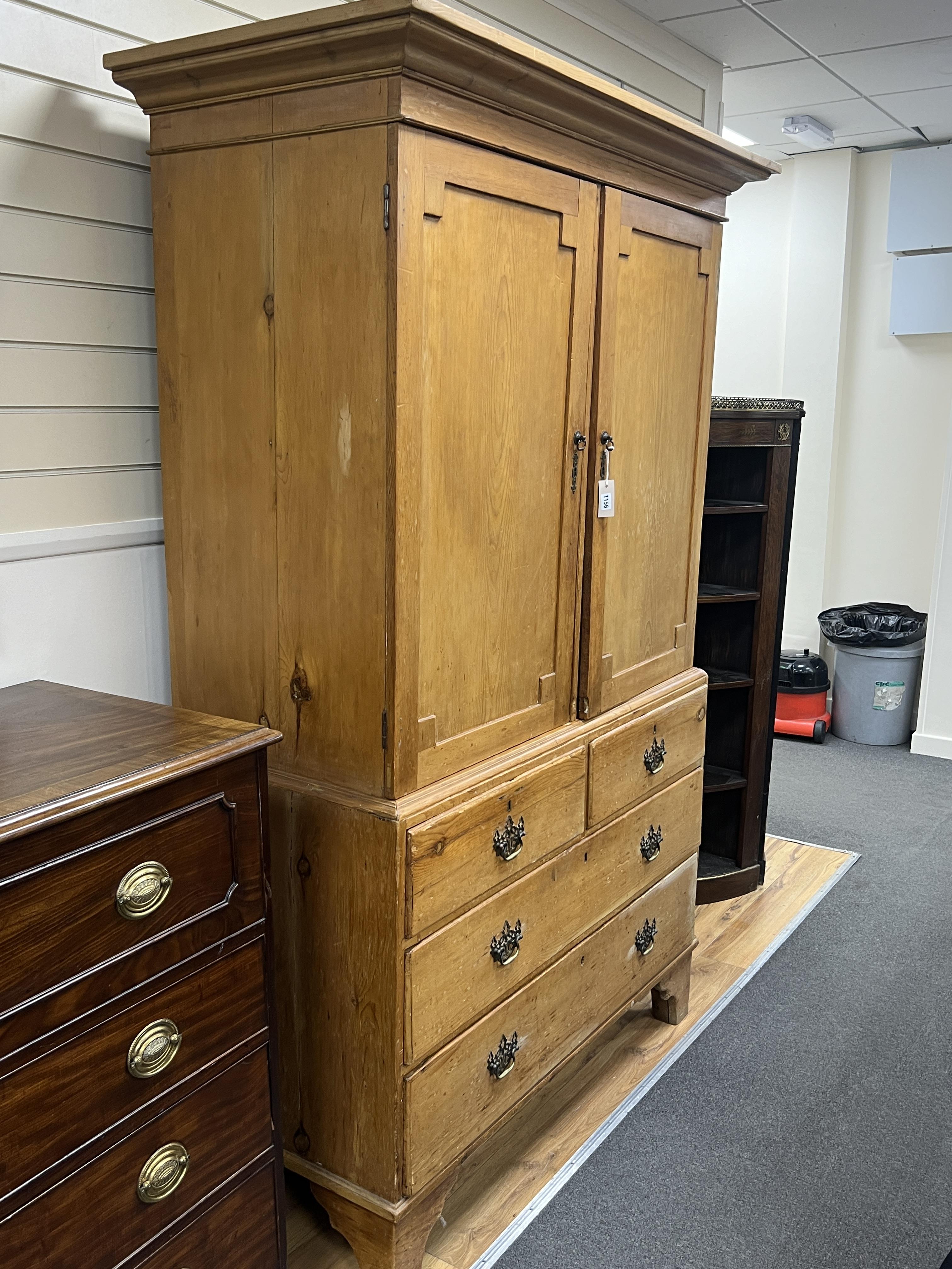 A Victorian pine linen press, width 133cm, depth 61cm, height 205cm